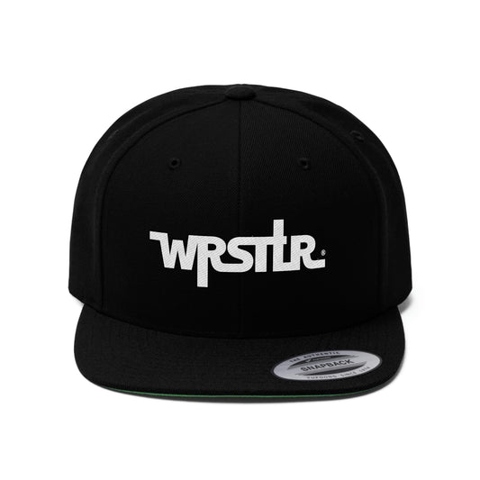 WRSTLR® Flat Bill Hat Black white outline