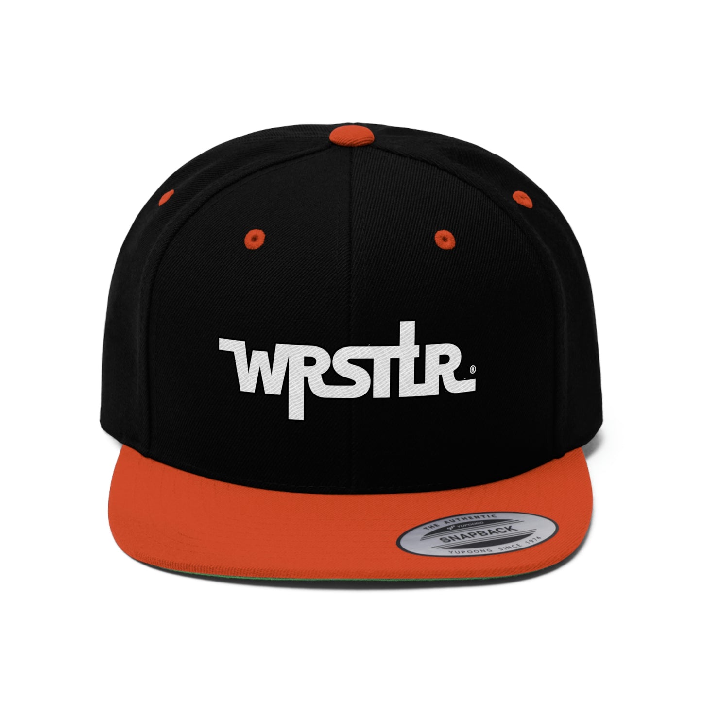 WRSTLR® Flat Bill Hat Black white outline