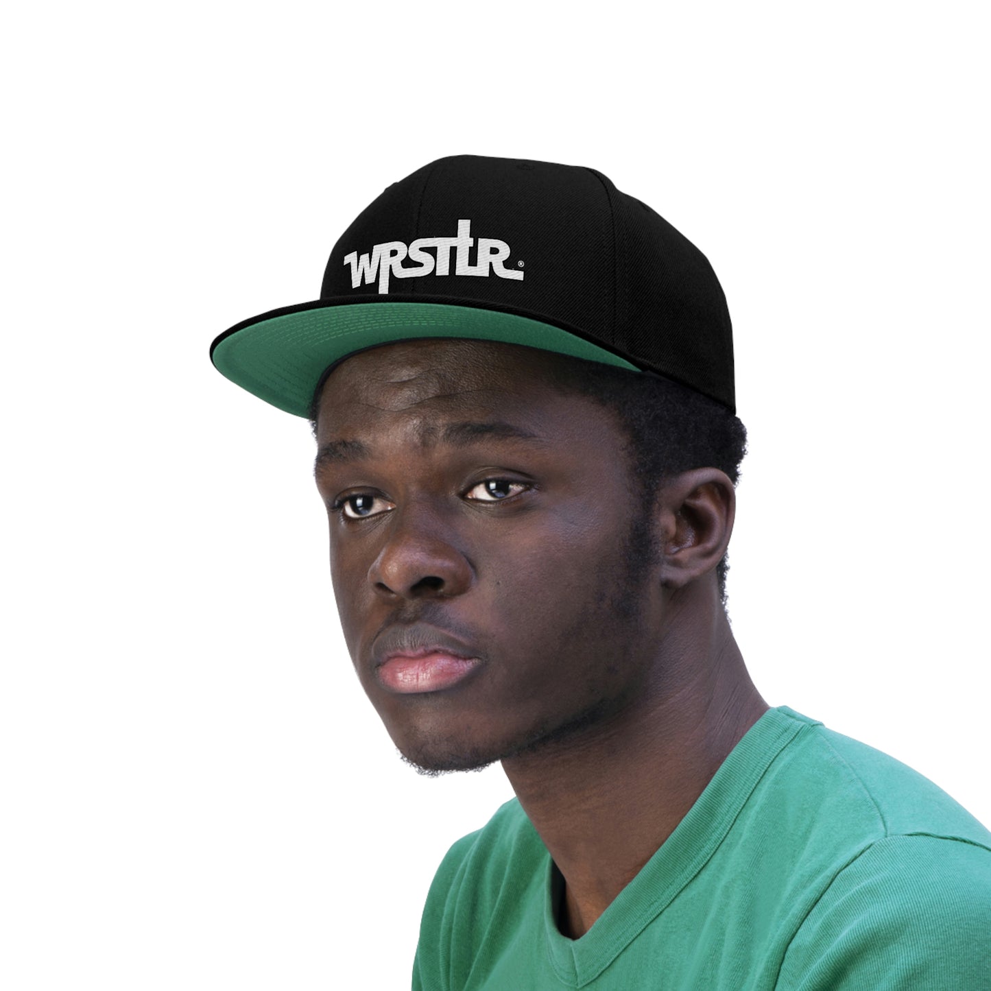 WRSTLR® Flat Bill Hat Black white outline