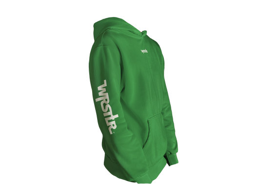 Wrstlr® Green Hoodie White Signature