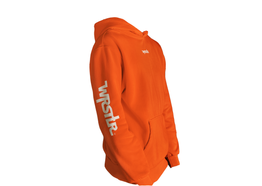 WRSTLR® Orange Hoodie White Signature