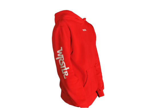 Wrstlr® RED Hoodie White Signature